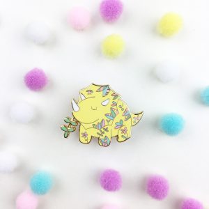 Floral Triceratops Pin