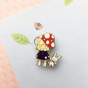 Forest Mushroom Girl Pin