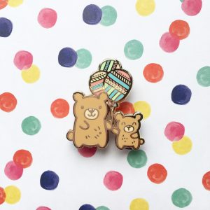 Balloon Bears Pin (Brown bears)